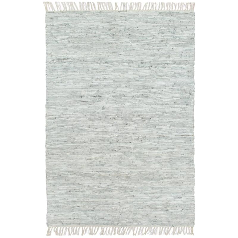 

Alfombra chindi tejida a mano cuero 190x280 cm gris claro - Gris