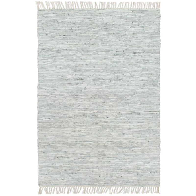 

vidaXL Alfombra Chindi tejida a mano cuero 120x170 cm gris claro - Gris