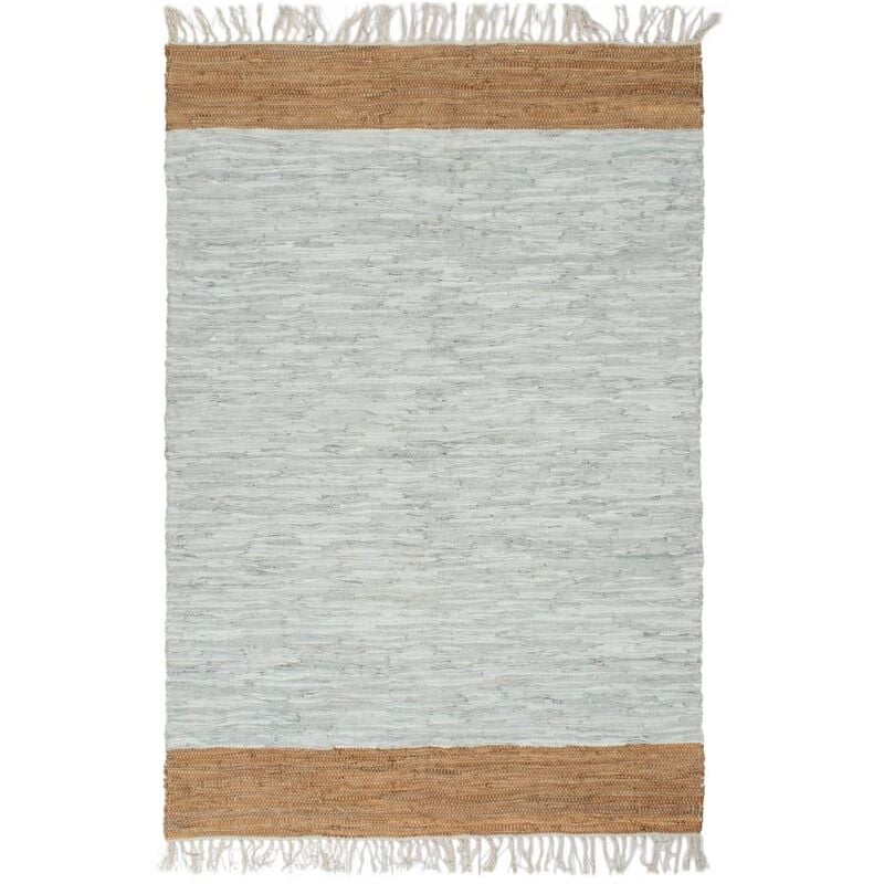 

Alfombra chindi tejida a mano cuero 80x160 cm gris claro/marrón