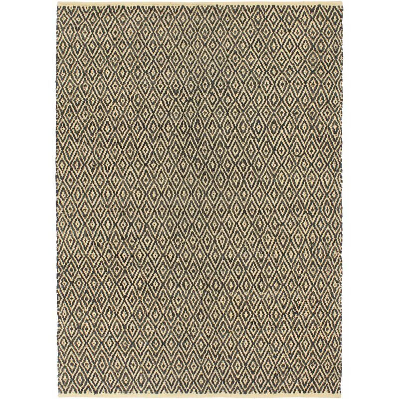

Alfombra chindi tejida a mano cuero y algodon 120x170 cm negro