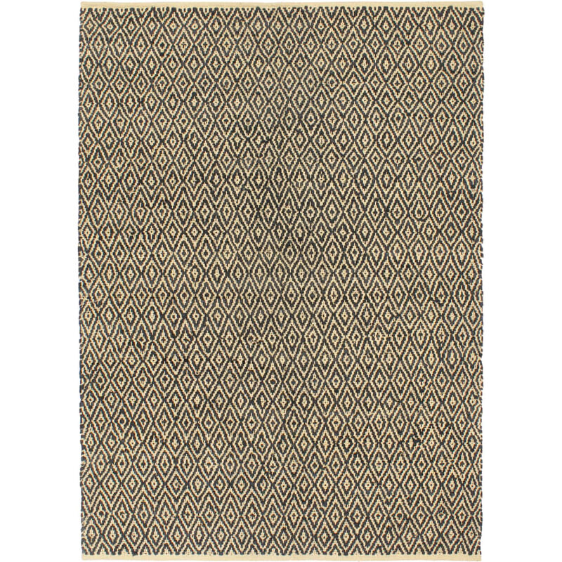 

Alfombra chindi tejida a mano cuero y algodón 120x170 cm negro - Negro