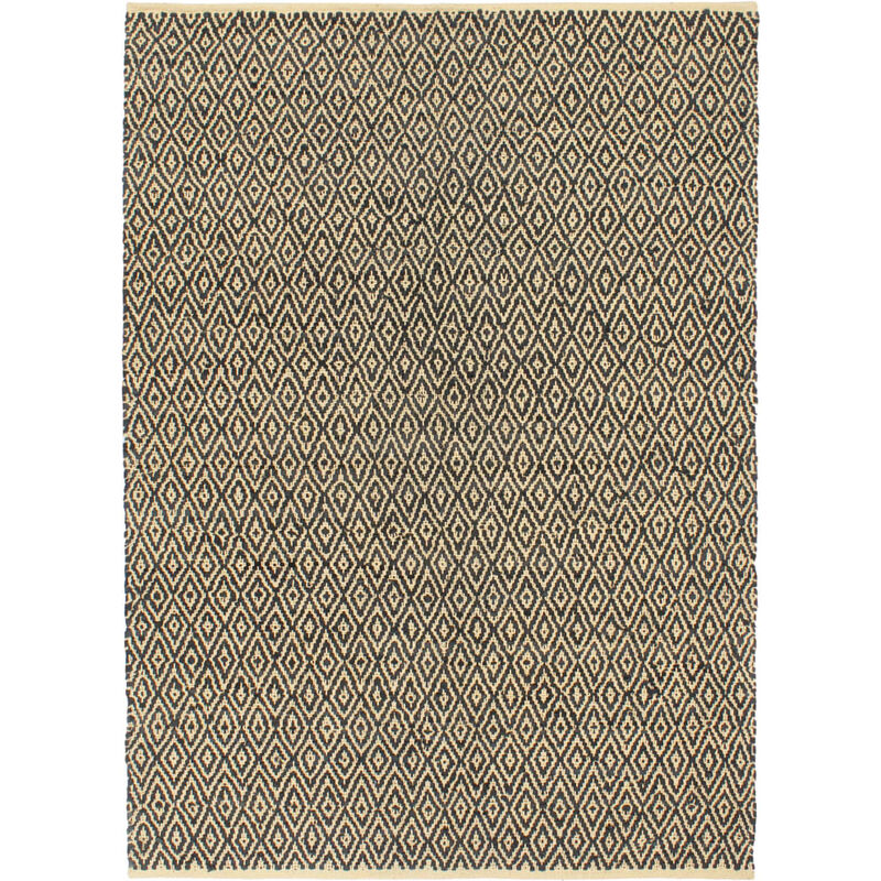 

Alfombra chindi tejida a mano cuero y algodón 120x170 cm negro