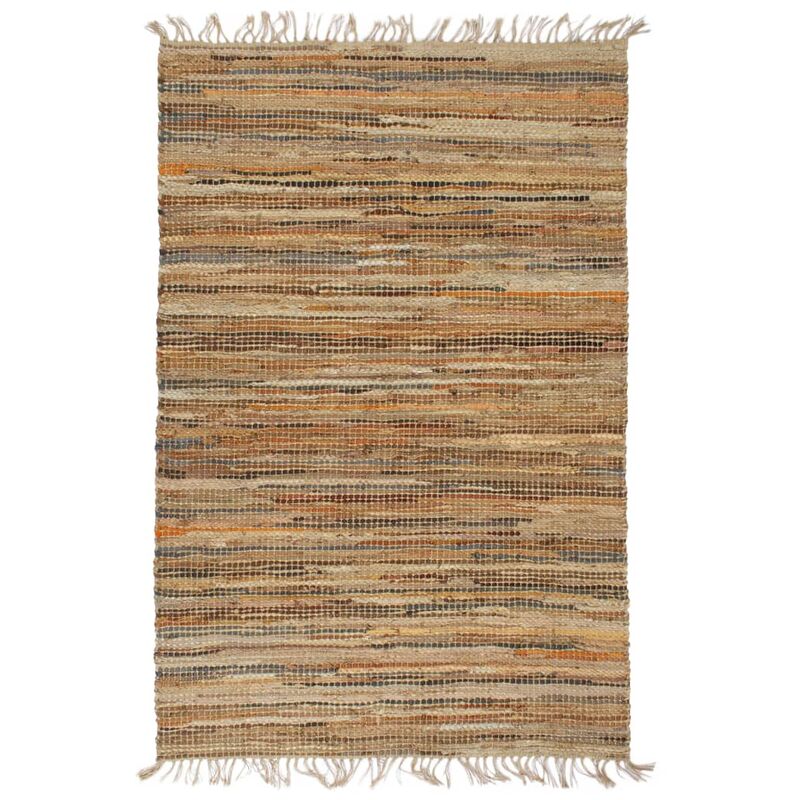 

Alfombra chindi tejida a mano cuero y yute 160x230 cm marrón