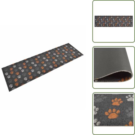 Alfombra con patas - vidaXL Alfombra de cocina lavable terciopelo dibujo de patas 60x180 cm - Alfombra antideslizante