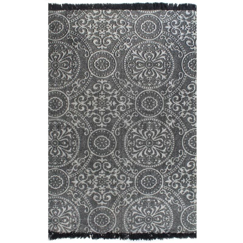 

Alfombra de algodón Kilim 120x180 cm estampado gris - Gris