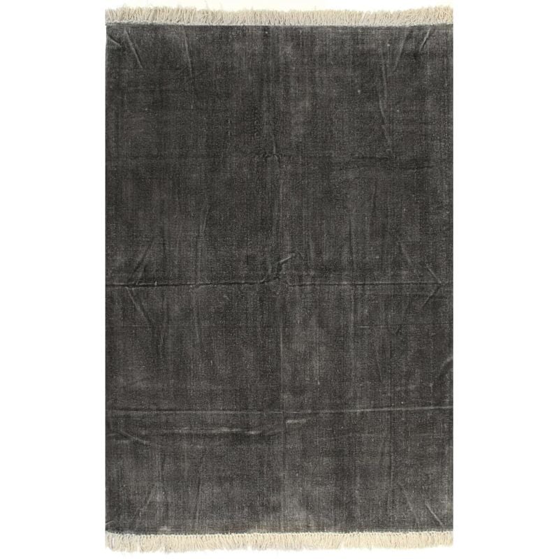 

Alfombra de algodón Kilim 160x230 cm gris antracita - Gris