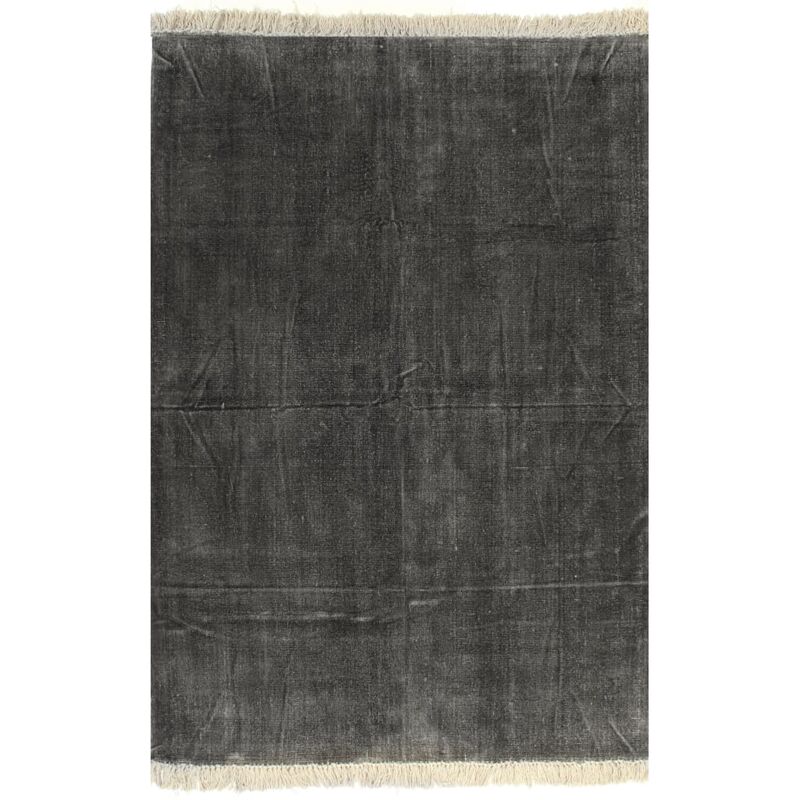 

Alfombra de algodón Kilim 200x290 cm gris antracita - Gris