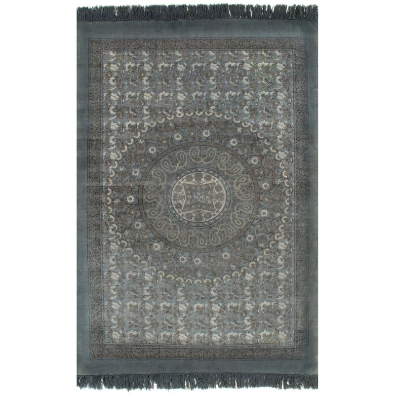 

Alfombra de algodón Kilim con estampado gris 160x230 cm - Gris