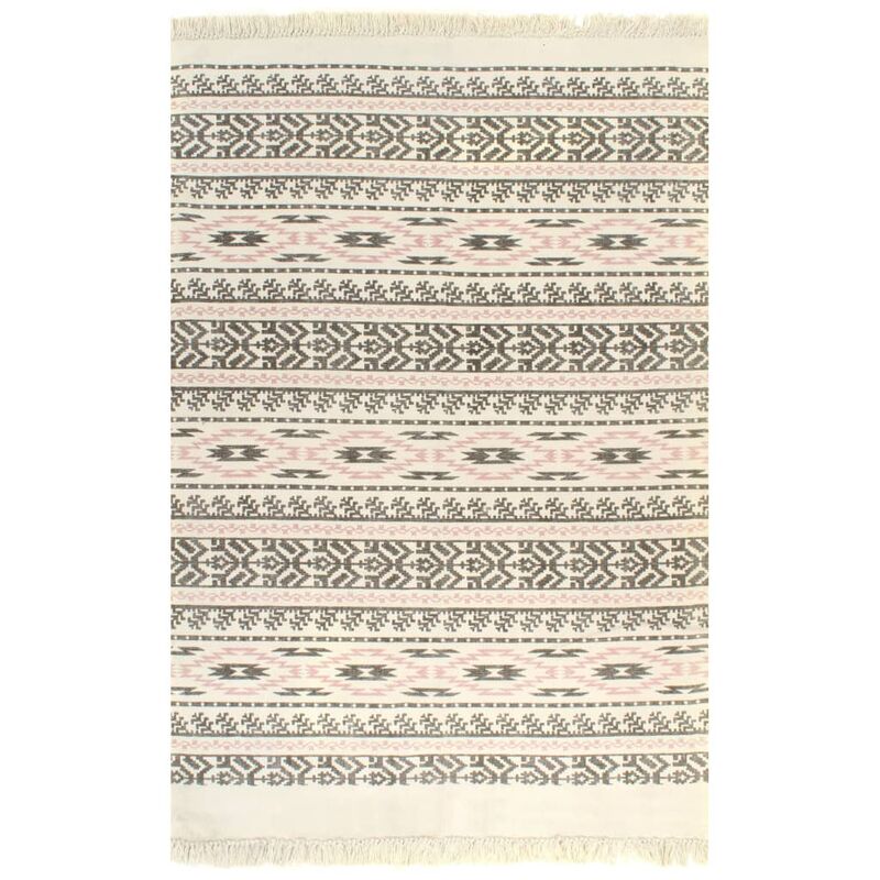 

Alfombra de algodón Kilim con estampado gris/rosa 120x180 cm - Rosa