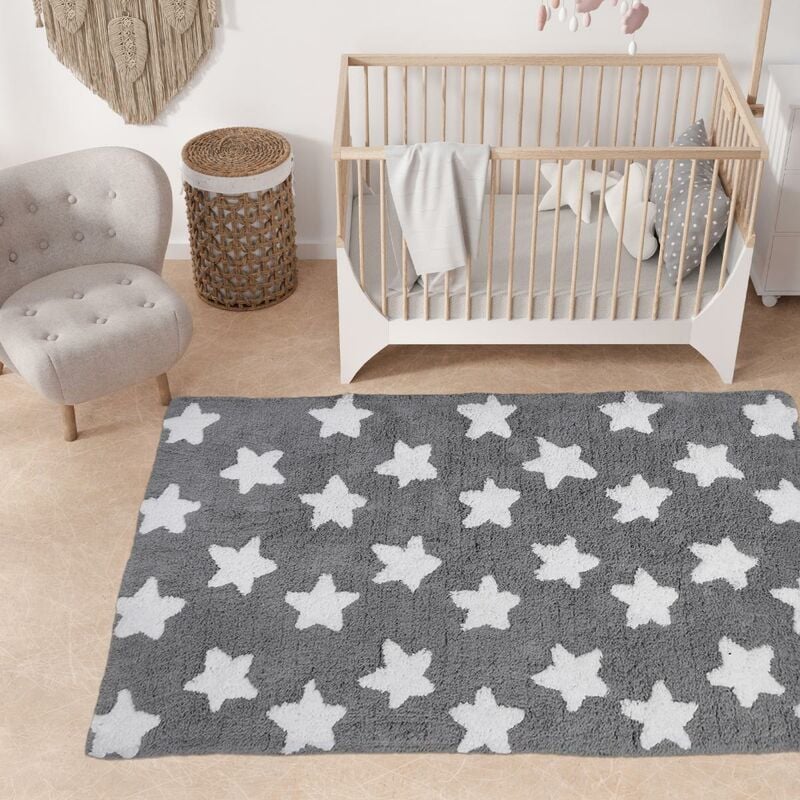 

Alfombra para niños 100% bio bio en algodón gris - Gris