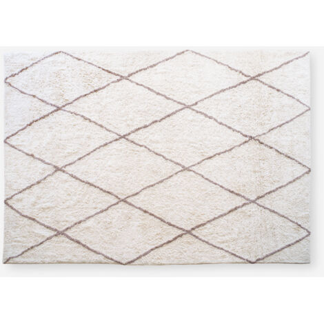 ALFOMBRA DE ALGODÓN BLANCA Y BEIGE 160X230CM
