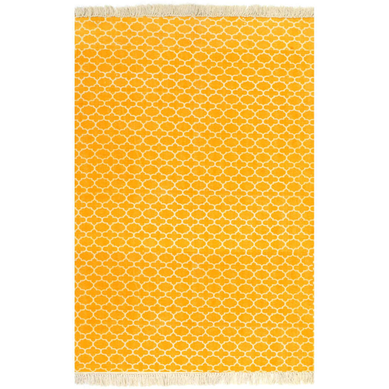 

vidaXL Alfombra de algodón Kilim 120x180 cm estampado amarillo - Amarillo