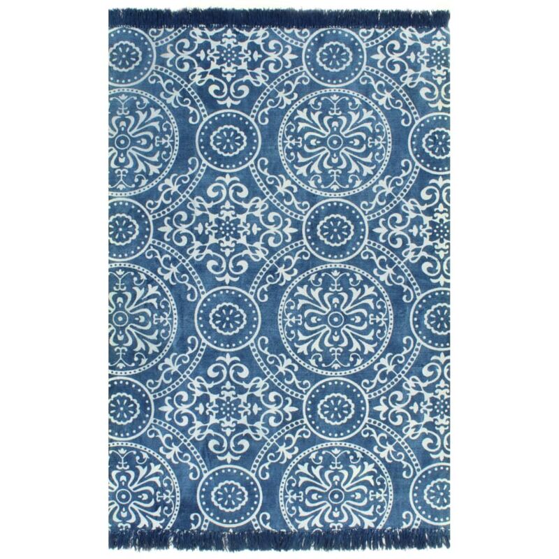 

Alfombra de algodón Kilim 120x180 cm estampado azul - Azul - Vidaxl