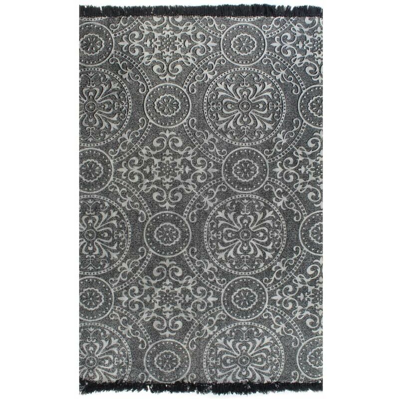 

Alfombra de algodon Kilim 120x180 cm estampado gris