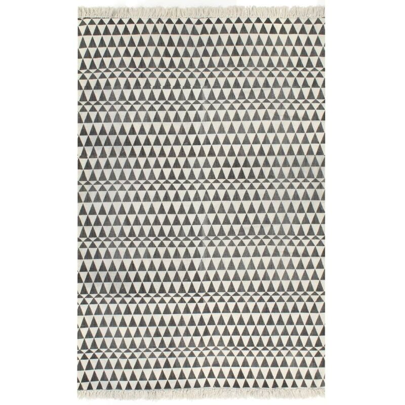 

Alfombra de algodón Kilim 120x180 cm estampado negro/blanco