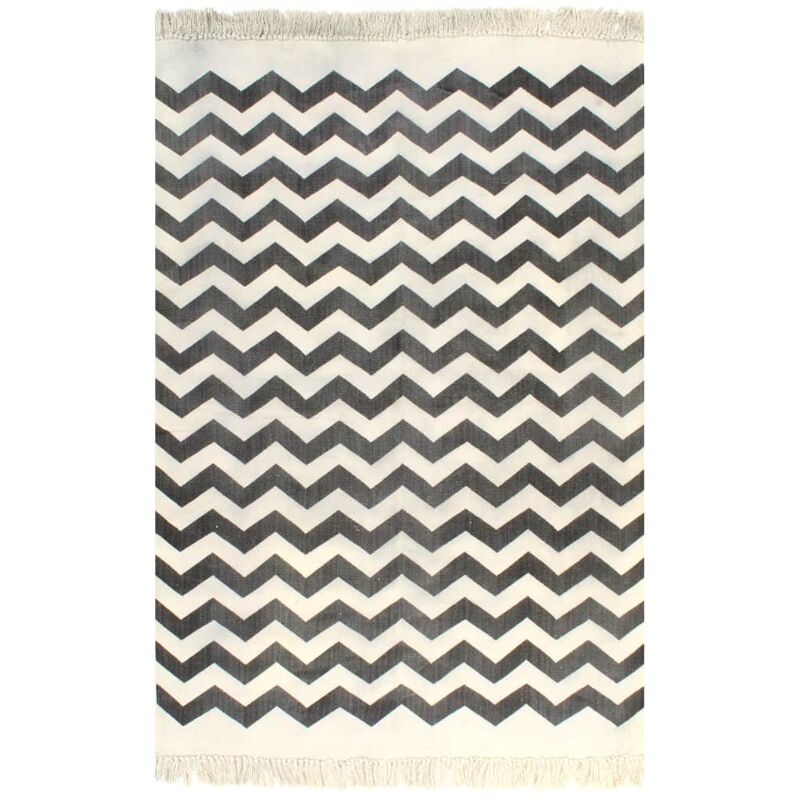 

Alfombra de algodón Kilim 120x180 cm estampado negro/blanco