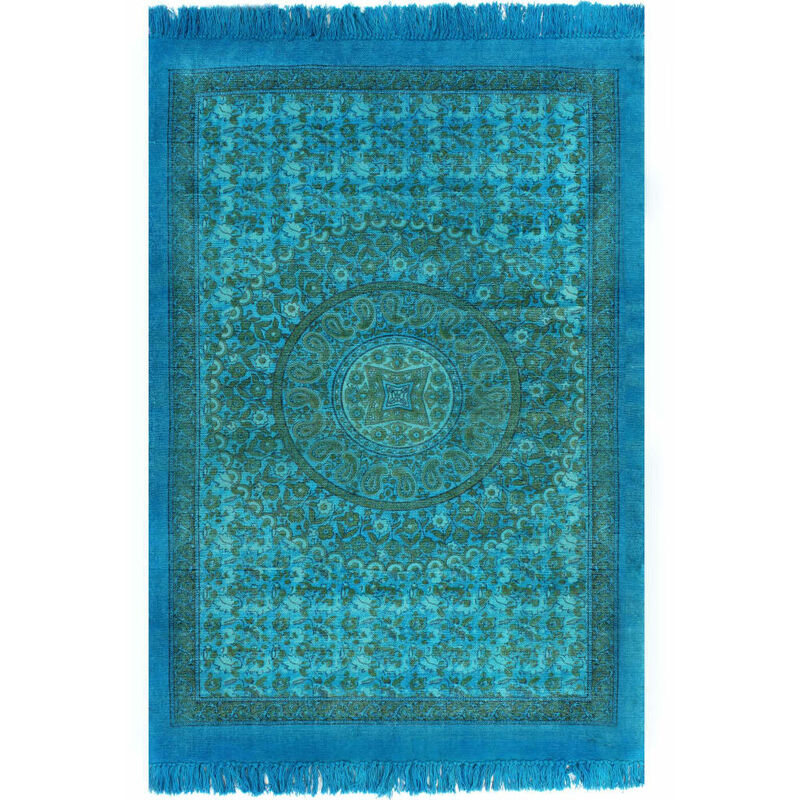 

Alfombra de algodón Kilim 120x180 cm estampado turquesa