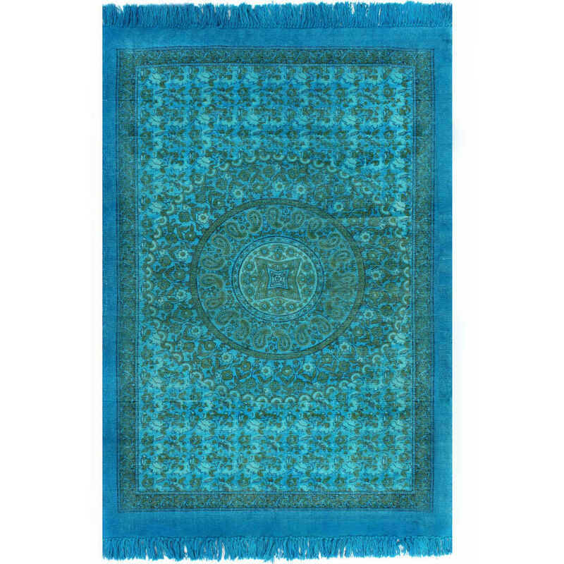 

Alfombra de algodón Kilim 120x180 cm estampado turquesa - Turquesa - Vidaxl