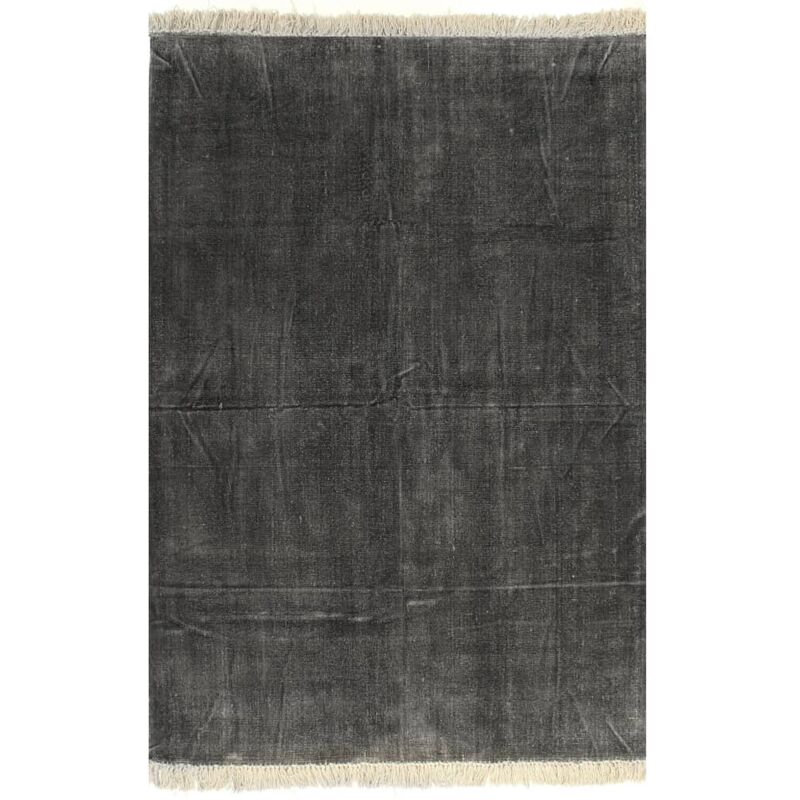 

Alfombra de algodon Kilim 120x230 cm gris antracita