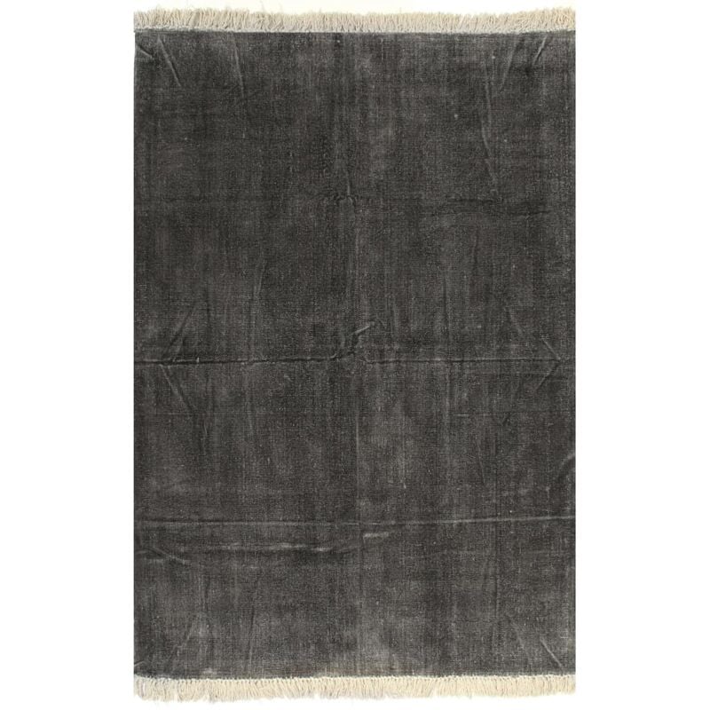

vidaXL Alfombra de algodón Kilim 120x230 cm gris antracita - Antracita