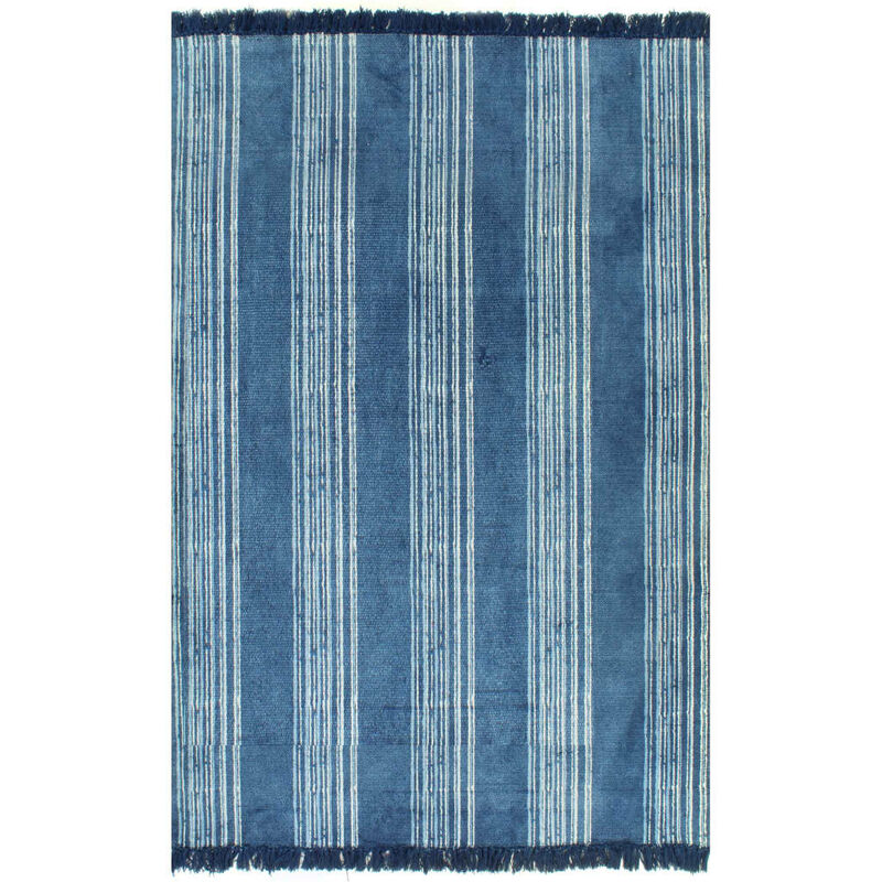 

Alfombra de algodon Kilim con estampado azul 160x230 cm