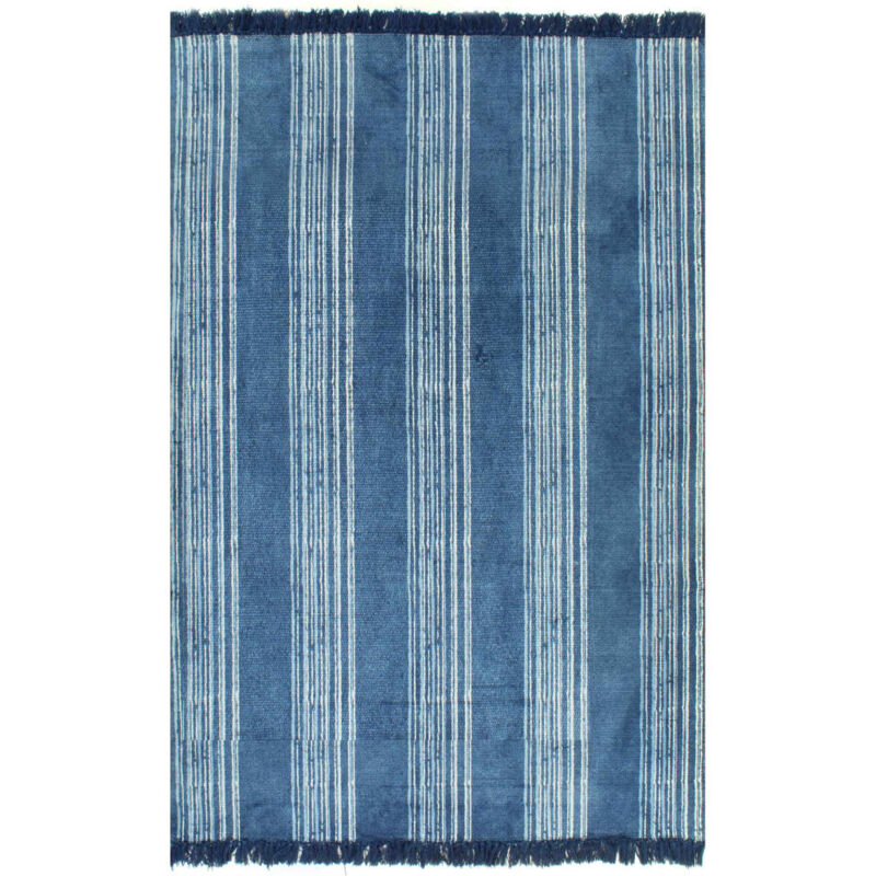 

vidaXL Alfombra de algodón Kilim con estampado azul 160x230 cm - Azul