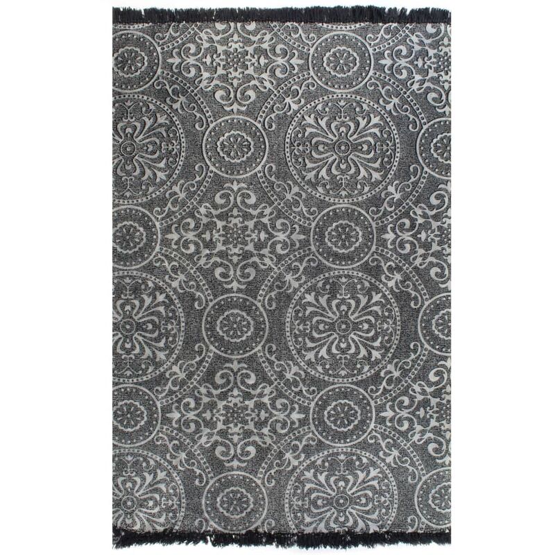 

Alfombra de algodon Kilim con estampado gris 160x230 cm