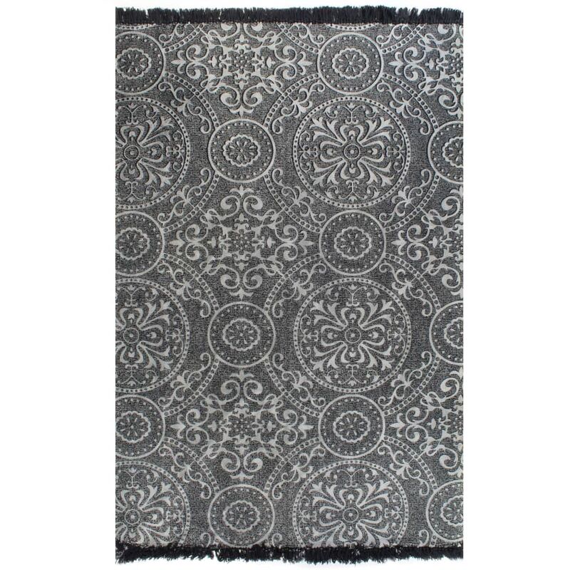 

Alfombra de algodón Kilim con estampado gris 160x230 cm