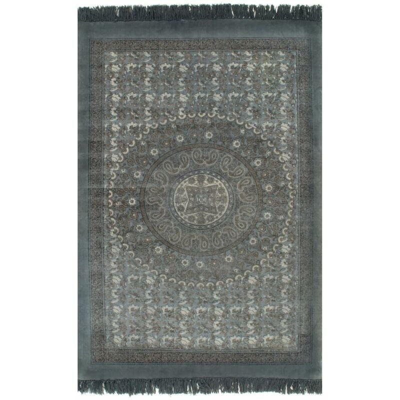 

Alfombra de algodón Kilim con estampado gris 160x230 cm