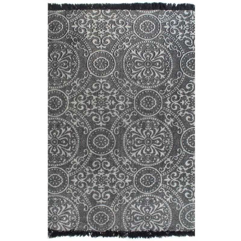 

vidaXL Alfombra de algodón Kilim con estampado gris 160x230 cm - Gris