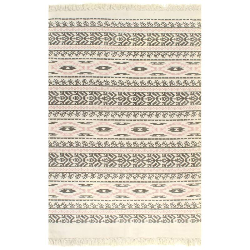 

Alfombra de algodon Kilim con estampado gris/rosa 120x180 cm