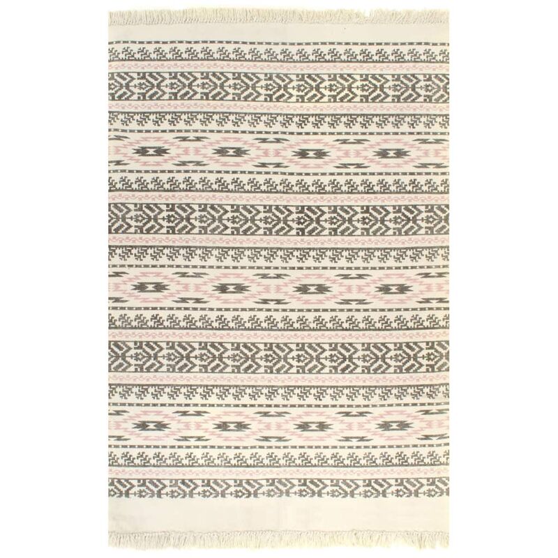 

Alfombra de algodón Kilim con estampado gris/rosa 160x230 cm