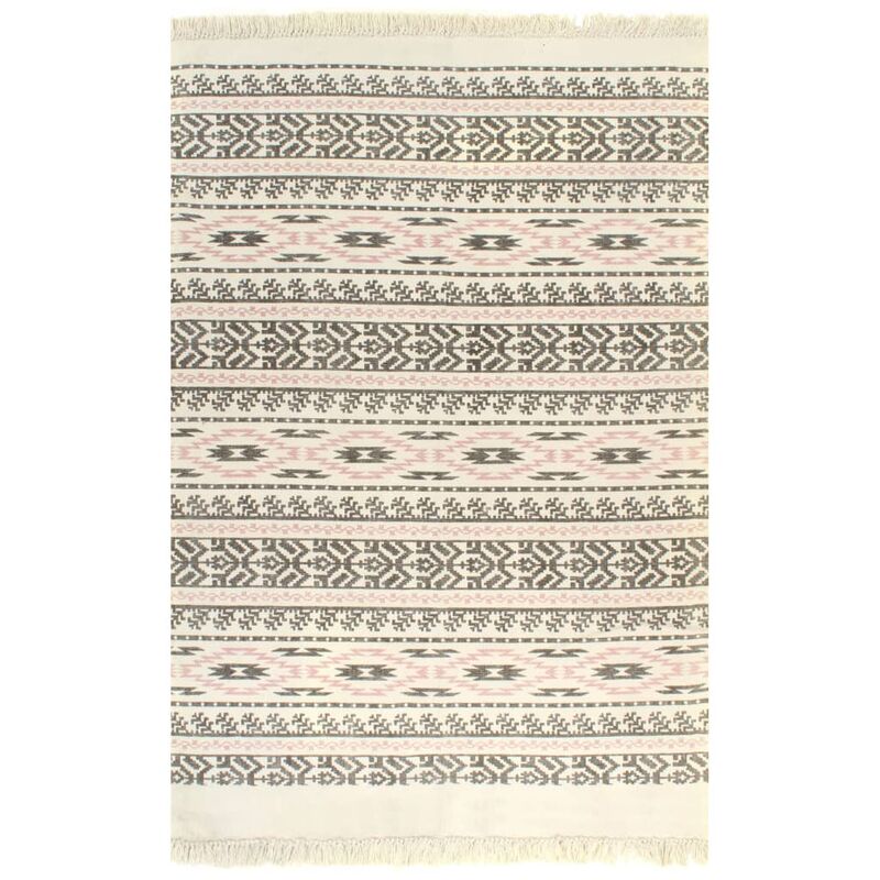 

vidaXL Alfombra de algodón Kilim con estampado gris/rosa 160x230 cm - Rosa