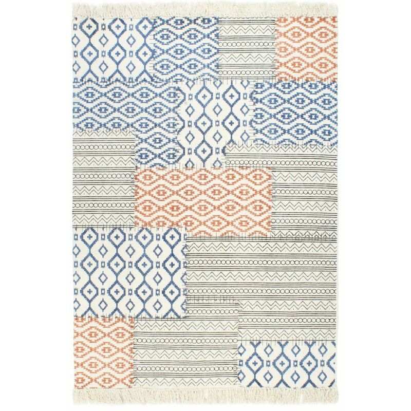 

Alfombra de algodon Kilim estamapado multicolor 120x180 cm
