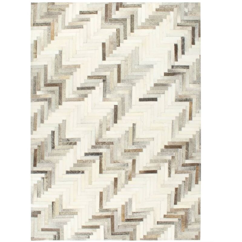 

vidaXL Alfombra de almazuela cuero pelo gris/blanco 80x150 cm - Gris