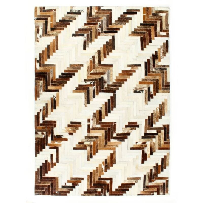 

Alfombra de almazuela de cuero peludo marrón/blanco 160x230 cm