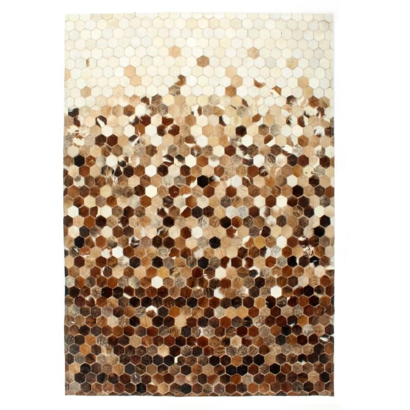 

Alfombra de almazuela de cuero peludo marrón/blanco 160x230 cm