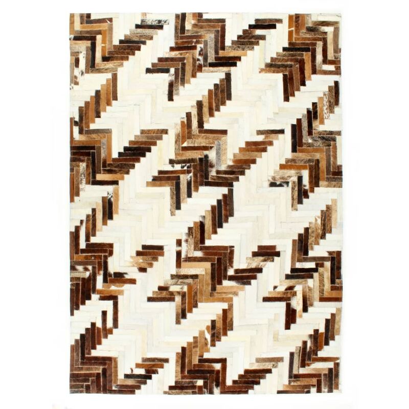 

vidaXL Alfombra de almazuela de cuero peludo marrón/blanco 160x230 cm - Marrón
