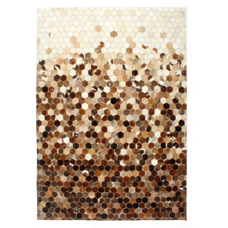 

vidaXL Alfombra de almazuela de cuero peludo marrón/blanco 160x230 cm - Marrón