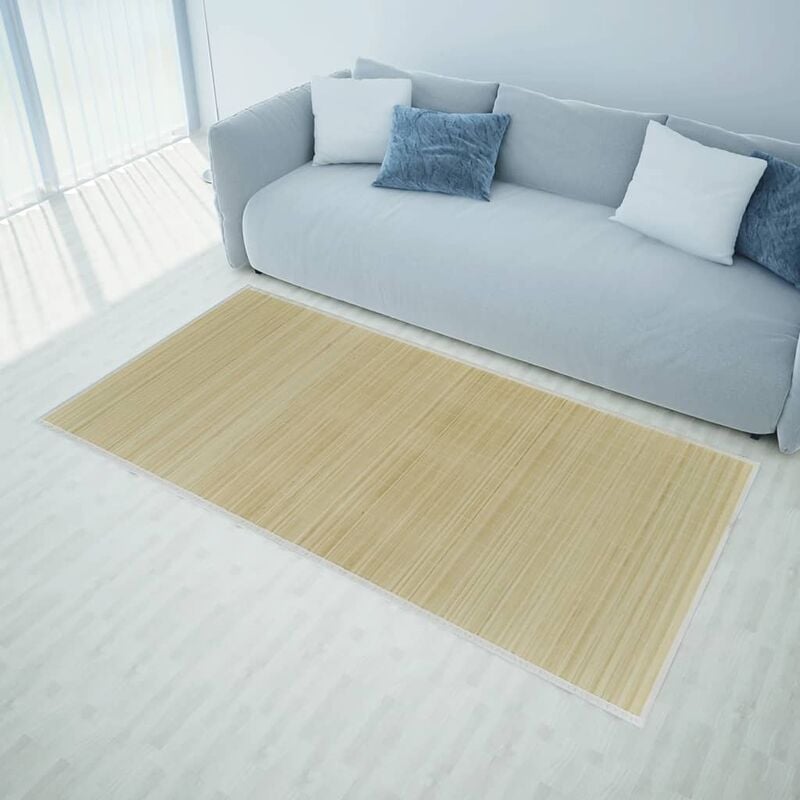 

Alfombra de bambú natural rectangular, 80 x 200 cm - Beige