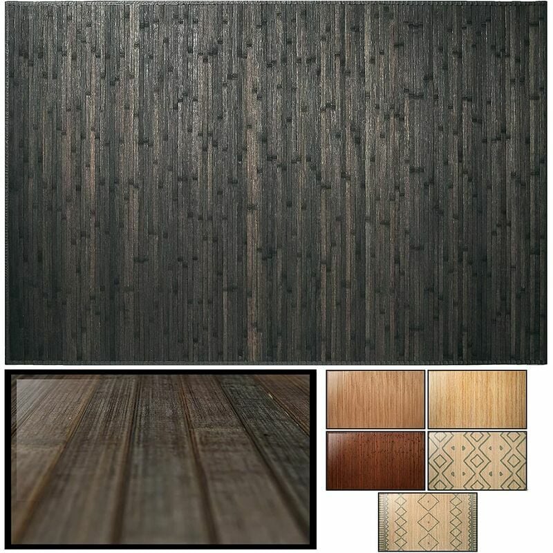 

Alfombra De Bambú 120X180 Dark Grey, Alfombra Bambu Natural, Ideal Para Decoración En Interior O Exterior, Gran Calidad De Material Y Acabado