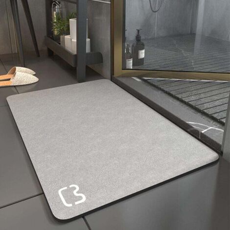 Alfombra de baño absorbente de diatomeas, de secado rápido, antideslizante, color gris, 50 x 80 cm