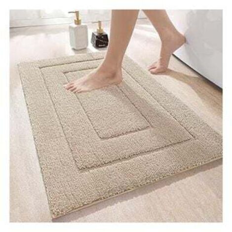 Alfombra de baño antideslizante beige, 40x60 cm, microfibra, suave y absorbente, lavable a máquina, alfombra de ducha extra gruesa