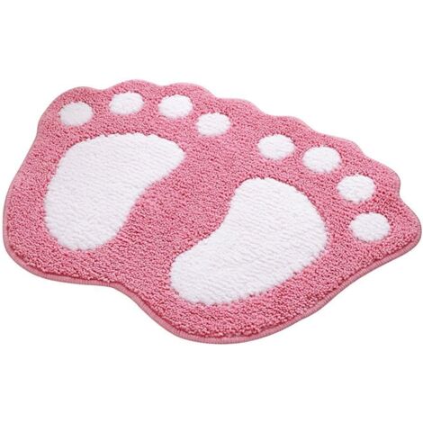 Alfombra de baño antideslizante con diseño de pies gigantes, absorbente, rosa, 48 x 67 cm