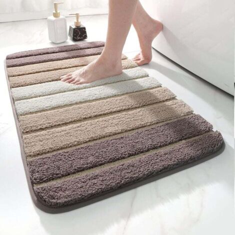 Alfombra de baño antideslizante, extra suave, lavable a máquina, absorbente de agua, 50 x 80 cm, beige