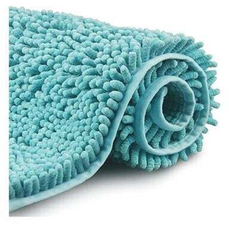 Alfombra de baño de microfibra de chenilla de 35 x 60 cm, antideslizante y de pelo largo, lavable a máquina con microfibra de chenilla suave y absorbente para bañera, ducha y baño.