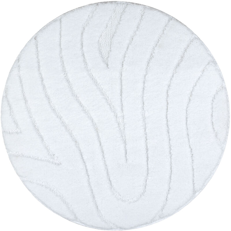 Alfombra de baño SUPREME círculo WAVES, ondas, antideslizante, suave - blanco white circulo 100 cm