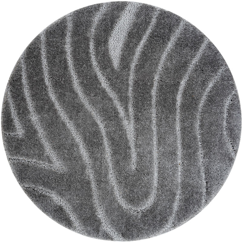 Alfombra de baño SUPREME círculo WAVES, ondas, antideslizante, suave - gris grey circulo 100 cm