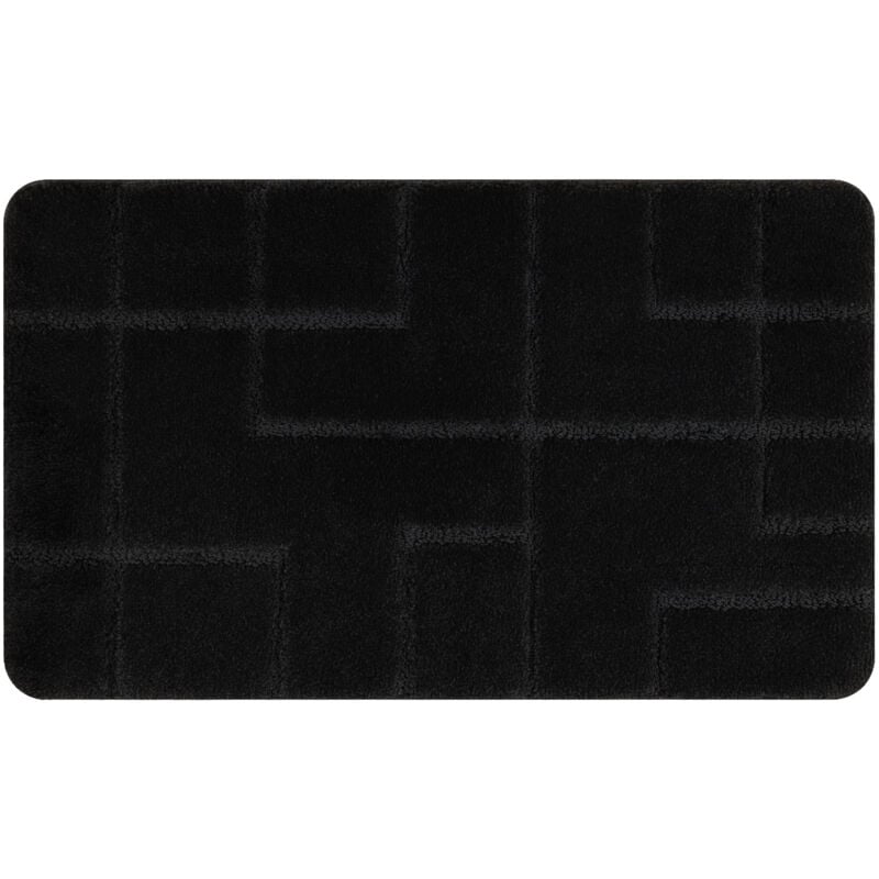 Alfombra de baño SUPREME LINES, líneas, antideslizante, suave - negro black 50x80 cm