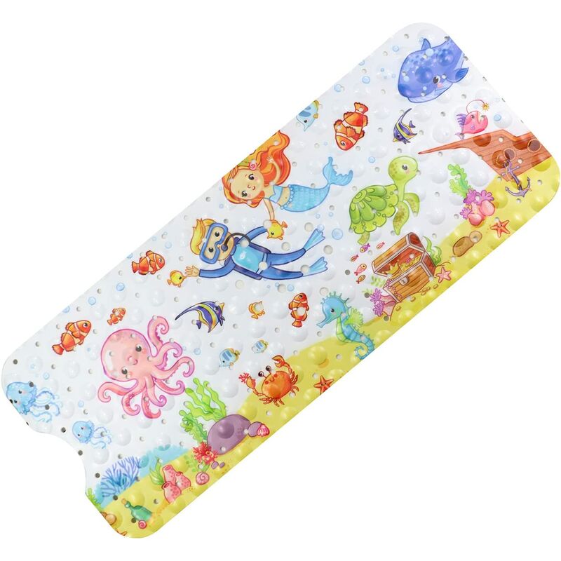 

Alfombra de baño antideslizante, alfombra de ducha para niños y bebés con dibujos animados de animales marinos 100 * 40cm （sirena y buzo）